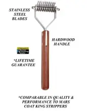 10 Blade Dog COAT STRIPPER TOOL Stripping Hair Mat Breaker Wood Handle RAKE King