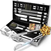 GRILLART 19-Piece Stainless Steel BBQ Grill Tools Set - Complete Outdoor Grilling Accessories with Aluminum Storage Case for Dad or Man