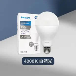 【Philips 飛利浦】4入組 易省 LED燈泡 15W E27 全電壓 LED 球泡燈(2024年最新款)