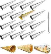 Non-stick Cream Horn Molds Stainless Steel, FantasyDay 5 inch Large Size Cannoli Tubes Kit Pack of 16 Baking Cones Pastry Roll Horn Croissant Mold - Christmas Anniversary Free Standing Cone Shape