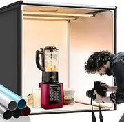FOSITAN Bi-Color Dimmable Photo Light Box Kit, 32x32 inch/80x80 cm Photo Studio Photography Photo Box Kit 2 Led Light Bars 252 LED Light Beads Tabletop Professional Shooting Tent with 5 Backdrops