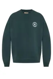 $480 BURBERRY REYLIEGH GREEN COTTON WHITE KNIGHT CREST LOGO PULLOVER SWEATER XXL