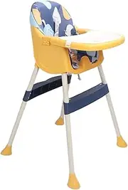 Baby High Chair, 4 Wheels Portable Infant Dining Chair with Adjustable Backrest Footrest, Feeding Highchair with One Step Brake, Flip Up Armrests, Double Tray, 5-Point Safety Belt
