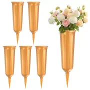 6-Pack Memorial Flower Vase, 9.8 Inch Plastic Cemetery Vases with Spikes [Gold]