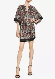 BCBG Maxazria Womens XXS Dress Tati Floral Embroidered Shift Black Lined NWT