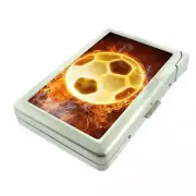 Soccer Ball Fire Em1 Cigarette Case with Built in Lighter Metal Wallet