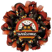 Scaredy Cat Old Fashioned Handmade Deco Mesh Wreath
