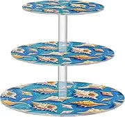 miaozhen Art Oil Painting Blue Shell Sea Acrylic Transparent Tray Waterproof Three-Tiered Display Stand Bathroom Bases Para Cupcakes