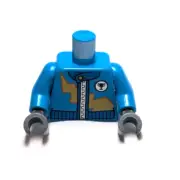 Lego - Minifigure Torso - Blue, Zipper, Racing, Yellow Lightning Bolt