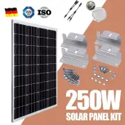250W 12V Fixed Solar Panel Kit Home Generator Camping Power Battery Charger Mono