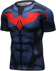 [Red Plume] Men's Compression Sport Tight Bat Running T Shirt