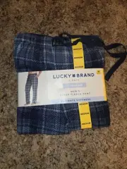 NWT Men’s Lucky Brand Sleep PJ Lounge Fleece Pant Blue Plaid Medium M