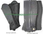 8Y Black Leather Ribbed Elastic Gusset half Chap+Free 8Y Synthetic half chap