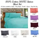 Delux 300TC Sateen Cotton Fitted Sheet Set Single King Single Double Queen King