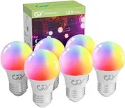 GY RGB Smart Bulbs, G45 6W 600 Lumens WiFi E27 Bulb, Compatible with Alexa/Echo/Google Home, Dimmable 2700-6500K Yellow Light Cool White and Multi-Color Led Lamp 6Pcs