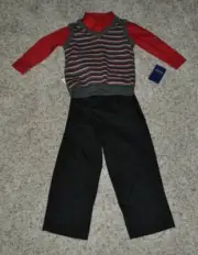 Arrow Dress Pants Black, Sweater Vest & Red Button Up Shirt Set 3 Pc Boys-sz 6