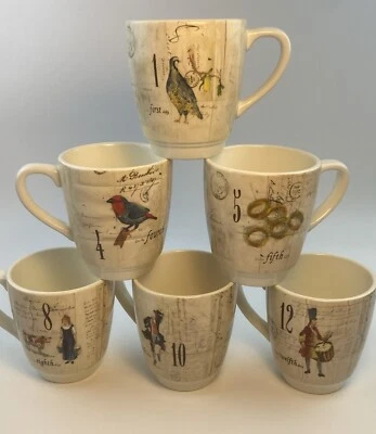 Williams-Sonoma 12 Twelve Days of Christmas 2010 Marc Lacaze Mug Set of 6