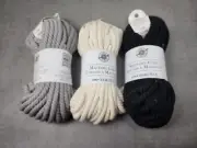 Macrame Cord, 6 mm macrame cord lot Of 3, Gray, Black, And Natural Colors