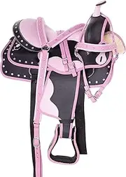Western Horse Saddle Synthetic Pleasure Trail Barrel Racing Tack Set Light Pink (13" Seat)