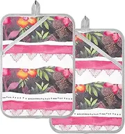 Pot Holders Kitchen Tribal Florals Trips Peach Potholders for Kitchens with Pocket Hot Pot Holders Oven Mitts 2 Pack