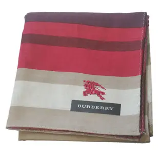 BURBERRY 經典戰馬LOGO圖騰刺繡橫紋帕領巾(咖啡紅漸層系)