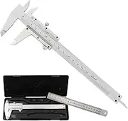 Stainless Steel High Precision Micrometer 6" (150mm),Dual Scale 1/128" & 0.05mm Carbon Caliper Measuring Tool