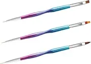 Gogogmee 3Pcs Double End Nail Art Brush Durable Nail Gel Painting Tool for Easy Manicure Compact for Go Enthusiasts and Professionals