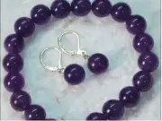 Pretty 10mm Purple Amethyst Gemstone Round Beads Bracelet and Earring AA