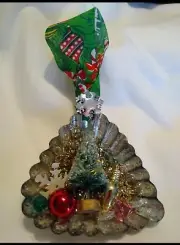 Vintage Cookie Cutter Bottle Brush Tree Handmade Ornament 3x3 Inch