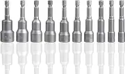 Yakamoz 10PCS Magnetic Power Nuts Driver Drill Bit Set 6-15mm, 1/4" Quick-Change Hex Shank Extension Metric Socket Wrench Screw Drill Bit Holder for Electric Hand Drill, Screwdriver