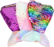 [SAFIGLE] 3pcs Sequin Purse Portable Mermaid Tail Crossbody Bags for Little Lightweight Holiday Bag with Strap for Camping Beach and Outdoor Activities