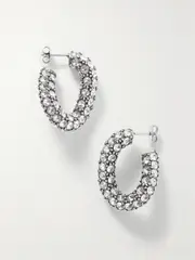 [Isabel Marant] Isabel Marant - Silver-tone Crystal Hoop Earrings - One size One size Silver