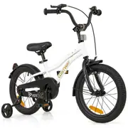 Costway 40 cm Bike Boys & Girls Training Bicycle w/Adjustable Seat & Removable Training Wheels White