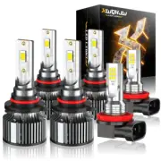 4Side 9005+9006+H11 LED Headlight Fog Light Kit High Low Beam Bulbs Bright White (for: Chrysler)