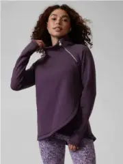 ATHLETA , DEEP CROCUS VIOLET, COZY KARMA ASYM PULLOVER SWEATSHIRT, SIZE XS, NWT