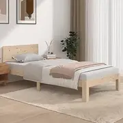 Modern Wood Bed Frame with Headboard, 90x190 cm, Solid Pinewood Platform Base, Low-Profile Design, Sturdy Slats for Mattress Support, Ideal for Small Rooms, Bedroom Decor, Single Bed Frames