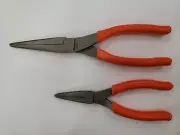 Snap-on Tools USA NEW 2pc ORANGE 9" & 6" Soft Grip Needle Nose Pliers Lot Set