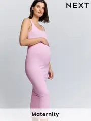 Pink Maternity Square Neck Seamless Dress (AM2703) | $60