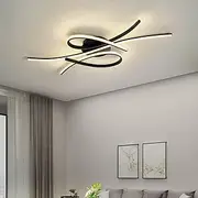 Modern Ceiling Light, Recessed Lighting for Living Room and Dining Room, Dimmable with Remote Control, Elegant Curved Design Decorative Chandelier for Living Room, Kitchen and Hallway (Collar