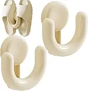 Wall Mounted Shoe Rack, 2X Suction Cup Hooks Slipper Storage Rack, Space Saving Wall-Mounted Footwear Holder Multi-Functional Bathroom Accessories for Various Shoes