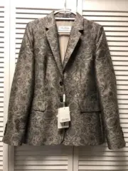 NWT Max Mara Siberia Jacquard Jacket In Beige, Size 48/US 14, MSRP $1190