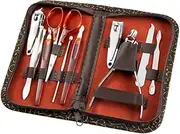 Set 10 in1 Pedicure Manicure Tool Nail Art Stainless Steel Cuticle Clippers Nipper Scissors Cleaner Grooming Kit Case,10pcs