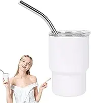 GkgWuxf Shot Glasses, 90 ml Sublimation Shot Glasses with Straw, Stainless Steel Bottles for Hot and Cold Drinks as Accessories for Celebrations and Events