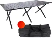 XCJump 120cm Portable Folding Camping Table, Outdoor Low Picnic Table, Carbon Steel roll-up Camping Table with Carry Bag, Lightweight Foldable Camp Table for Beach,Party, Patio, BBQ, Travel, Backyard