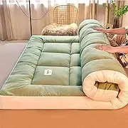 Japanese Style Thick futon Mattress, Soft and Breathable, Foldable Adult Floor Bed (Full Size)(Green,120x200cm)