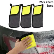 3pcs Microfibre Car Drying Towel 9.84"x9.84" Extra Large 500 GSM Gray Yellow