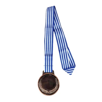 Medal Blank for Sports Clubs Bronze print or engravement with blue/white Ribbon
