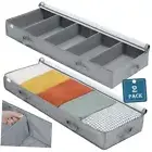 Under Bed Storage Containers, 2 Pack Under the Bed Bags with Dividers, Clear