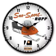 Retro Style Rupp Snowmobile Sno-Sport LED Lighted Game Room Man Cave Wall Clock