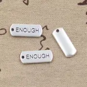 Inspirational Enough Message Word Charms Pendants Silver Tone Metal 5 pcs